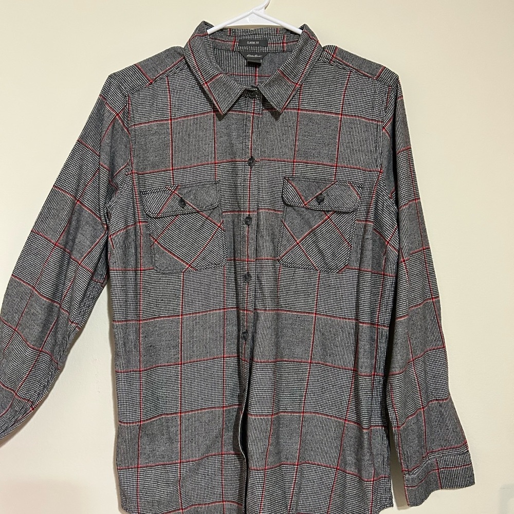 Eddie bower long sleeve button up woman size large shirt